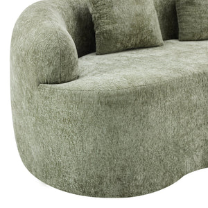 English Elm Green Curved Loveseat Sofa with Round Armrest, Foam & Spring Comfort, 2 Pillows, No Assembly, Compact W3612P348746