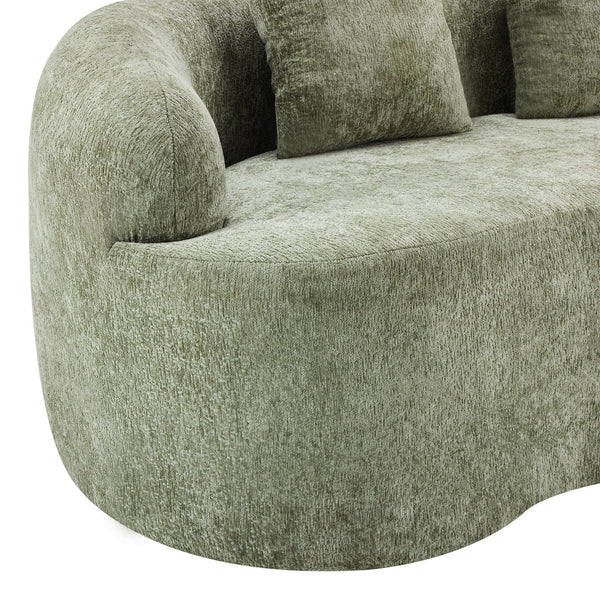 English Elm Green Curved Loveseat Sofa with Round Armrest, Foam & Spring Comfort, 2 Pillows, No Assembly, Compact W3612P348746