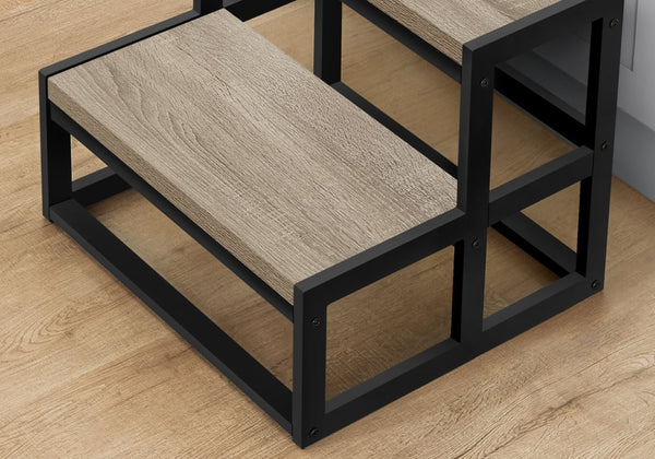 English Elm Ladder, Step Stool with Dark Taupe Laminate Treads and Matte Black Metal Frame B2710P219496
