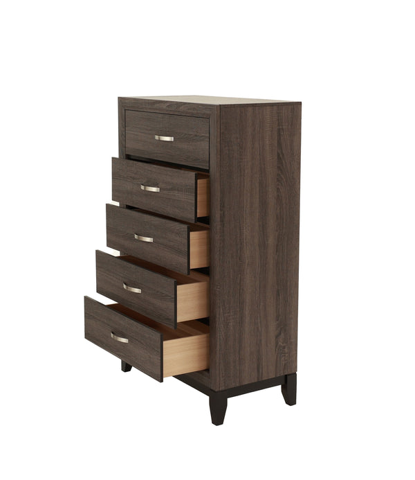 English Elm Bedroom Rustic Grey Oak Tall Chest 5-Drawer Solidwood Style Pine Storage Cabinet 31x16x50" B011P250826