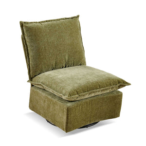 English Elm Detachable Chenille Swivel Rocking Chair with Ergonomic Curved Back, Metal Legs, Plush Comfort Green W1164P190849