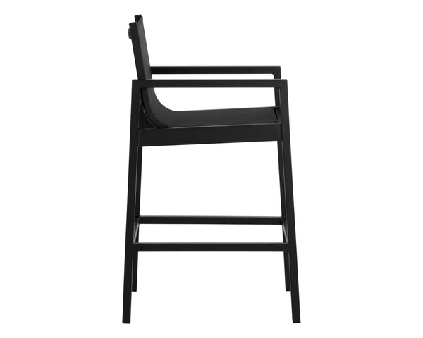 Sunpan MERANO Barstool - Modern Black Aluminum, Breathable Mesh Seat, Perfect for Home Bars & Cafes 110969