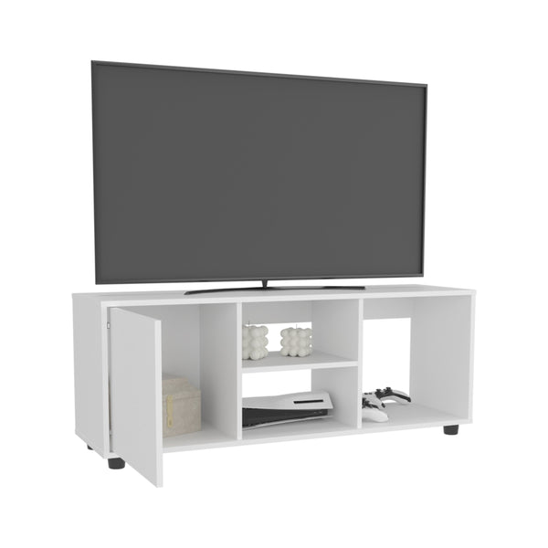 English Elm Adel 51" TV Stand for Up to 60" TVs – White MDF Console with 4 Open Shelves, Cabinet, Cable Management B200P286981