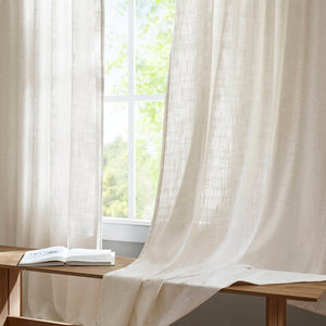 English Elm 2-piece Pinch Pleat Poly Linen Curtain Panels Tailored Formal Drape for Any Room Ivory B035P482983