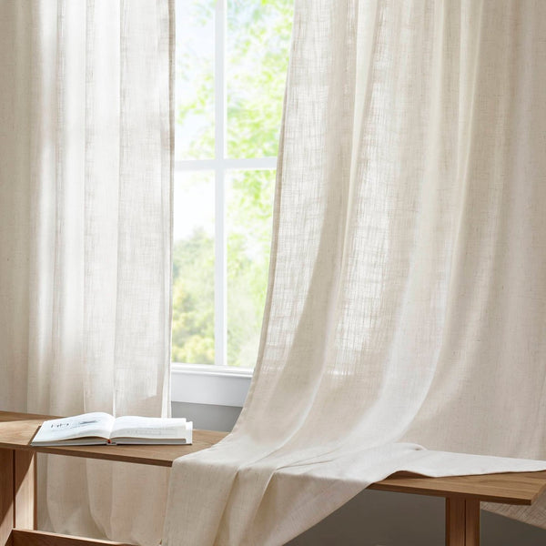 English Elm 2-piece Pinch Pleat Poly Linen Curtain Panels Tailored Formal Drape for Any Room Ivory B035P482983