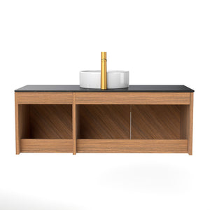 English Elm Arai 48" Modern Wall-Mounted Bathroom Vanity With Durable Sintered Stone Top & Elegant Storage Solutions W2615S00360