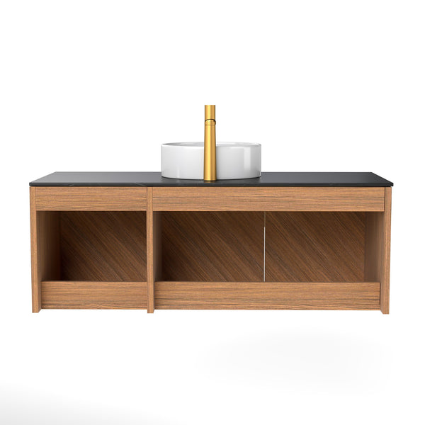 English Elm Arai 48" Modern Wall-Mounted Bathroom Vanity With Durable Sintered Stone Top & Elegant Storage Solutions W2615S00360