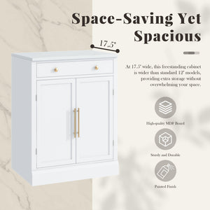 English Elm [Assembly Modern Freestanding Kitchen Pantry with Faux Marble Top, Set of 2 Cabinets with Drawer, Adjustable Shelves, Sleek Durable Design for Dining Room and Coffee Bar White SP000074AAK