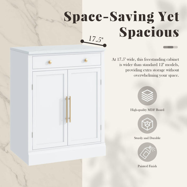 English Elm Topmax Freestanding Modern Kitchen Pantry Cabinet With Adjustable Shelves & Drawer N717P221574K-GIGA