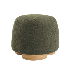 English Elm Fully Assembled Round Teddy Fabric Ottoman Plush Foam Seat Bedroom Entryway Accent Olive Green W2671P386674