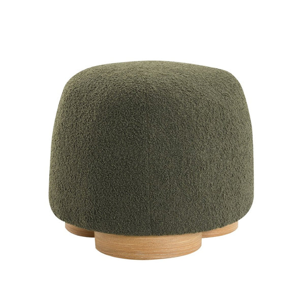 English Elm Fully Assembled Round Teddy Fabric Ottoman Plush Foam Seat Bedroom Entryway Accent Olive Green W2671P386674