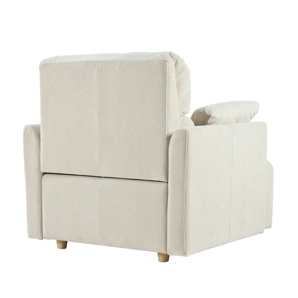 English Elm Oversized Storage Ottoman Accent Chair with Deep Wide Seat, Mid-Century Upholstered Lounge Sofa for Cozy Reading and Relaxation Beige+Grey W1028S00044