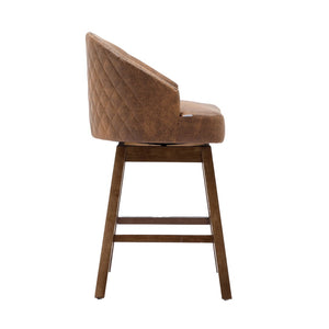 English Elm United We Win Quilted Microsuede Swivel Barstool with Wood Legs and Gold Rivet Trim W1568P361710