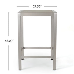 English Elm Christopher Knight Home® - Outdoor 5-Piece Aluminum Bar Set with Glass Top, Gray Wicker Seats, Rust-Resistant, Weatherproof Comfort 60011.00-4_60013.00