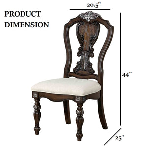English Elm Traditional Elegant 2pc Arm Chair Set with Upholstered Seats, Ornate Corbels, Solid Rubberwood Finish Dark Brown 23 L x 47 W x 16 H B2741P406262