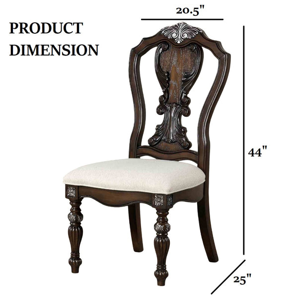 English Elm Traditional Elegant 2pc Arm Chair Set with Upholstered Seats, Ornate Corbels, Solid Rubberwood Finish Dark Brown 23 L x 47 W x 16 H B2741P406262