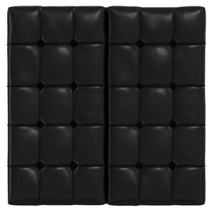 English Elm Mariah Upholstered Lift-Top Storage Ottoman with Split Top, Tufted Vegan Leather, Walnut Base (37.4") Black B136P252686