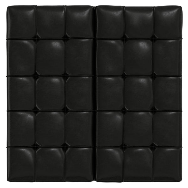 English Elm Mariah Upholstered Lift-Top Storage Ottoman with Split Top, Tufted Vegan Leather, Walnut Base (37.4") Black B136P252686