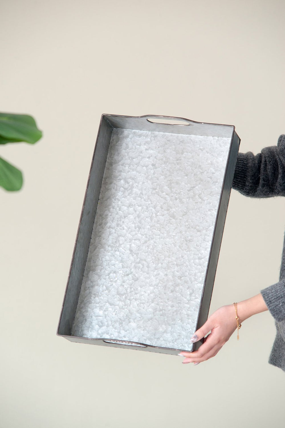 English Elm S/3 Galvanized Gray Nesting Trays Set — Rustic Industrial Decorative Metal Trays for Storage & Display W2078P195542