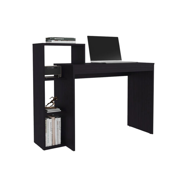 English Elm Foxburg Matte Black Writing Desk with Open Shelves for Home Office or Study B092P474485
