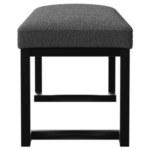 English Elm Mira Charcoal Boucle Upholstered Tufted Accent Bench with Black Metal Frame, Channel Tufting Comfort B062P299936