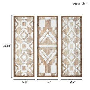 JLA Home Madison Park - Two-tone Carved Geometric 3-Piece Wood Wall Art Set — Two-Tone Mandala Panels, Lightweight Stylish Decor MP167-0098