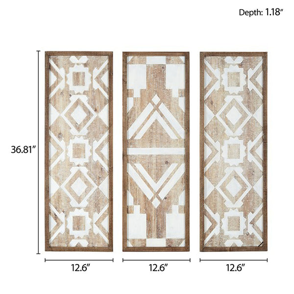 JLA Home Madison Park - Two-tone Carved Geometric 3-Piece Wood Wall Art Set — Two-Tone Mandala Panels, Lightweight Stylish Decor MP167-0098