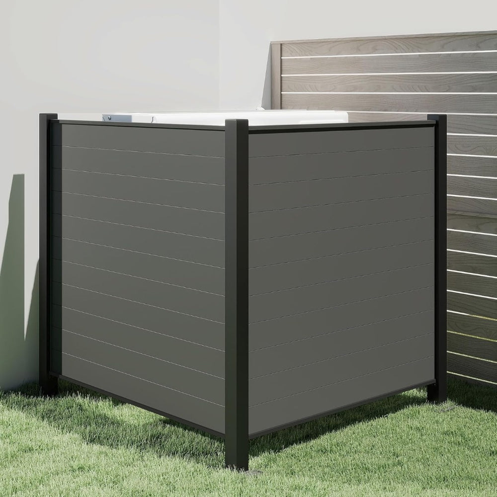 English Elm Outdoor Metal Lattice Privacy Panels Powder Coated Steel Yard Fence Two Piece Set W1859P399497