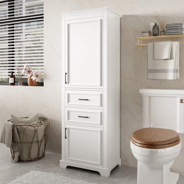 English Elm 71-inch Freestanding Bathroom Vanity with Soft-Close Doors, Adjustable Shelves, Drawers & Anti-Tip Stability N729P335588K