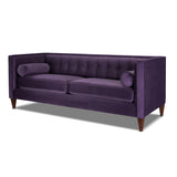 English Elm Jack 84" Modern Tuxedo Tufted Sofa, Purple Velvet