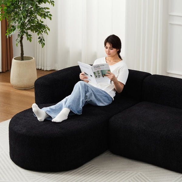 English Elm [video]109.4" Chenille Cloud Sectional Modular L-shape Sofa with Foam Cushion Support W3505S00050