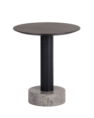 Sunpan Monaco End Table: Modern Elegance with Unique Marble Design and Durable Iron Base for Any Room Black / Grey Marble / Raw Umber