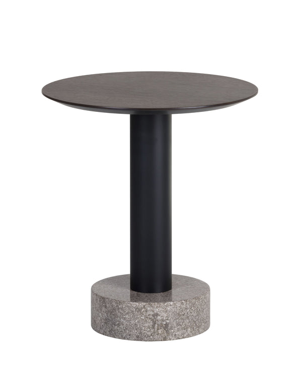 Sunpan Monaco End Table: Modern Elegance with Unique Marble Design and Durable Iron Base for Any Room Black / Grey Marble / Raw Umber