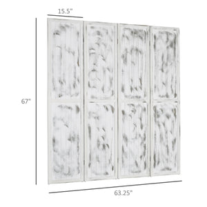 English Elm HOMCOM Whitewashed Wood 4-Panel Room Divider 67" Tall Folding Privacy Screen with MDF Panels W2225P173942