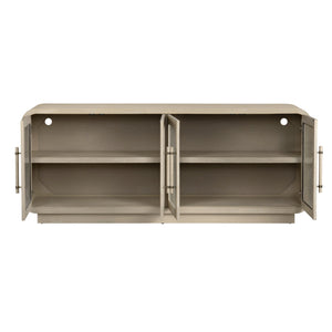 Crestview Collection Transitional Media Credenza - Elegant Tan Finish With Glass Doors, Storage Shelves & Cable Management Tan Solid Wood Cvfdr1213