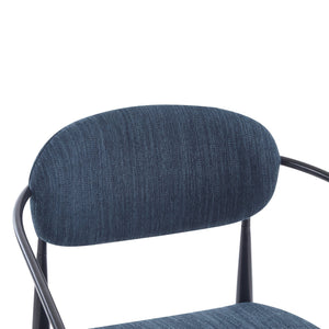 English Elm Christopher Knight Home® - Mid-Century Upholstered Accent Armchair with Pocket Spring Seat, Tapered Iron Legs, Stylish Comfort Black,Navy Blue 26.38 L x 25.2 W x 12.6 H N776P224504N