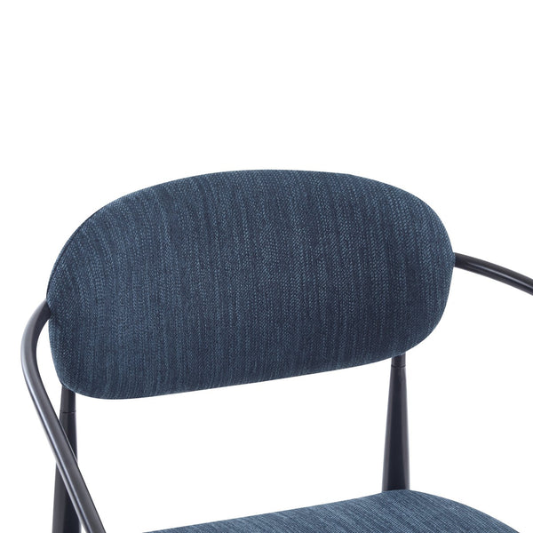 English Elm Christopher Knight Home® - Mid-Century Upholstered Accent Armchair with Pocket Spring Seat, Tapered Iron Legs, Stylish Comfort Black,Navy Blue 26.38 L x 25.2 W x 12.6 H N776P224504N