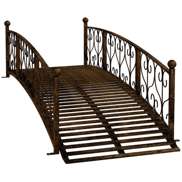 English Elm Outsunny 7' Decorative Metal Garden Bridge With Safety Siderails And Elegant Scrollwork Design W2225P174532-GIGA