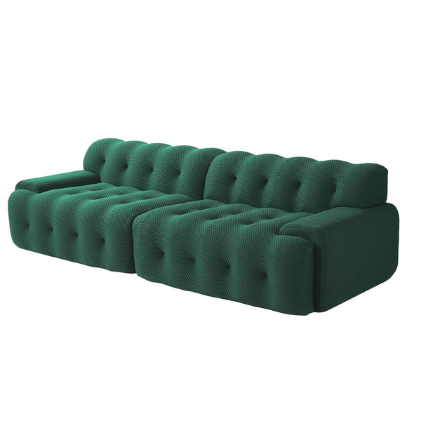 English Elm Bubble Sectional Sofa - Modern 3D-Knitted Loveseat In Green For Stylish Comfort And Relaxation B341S00017