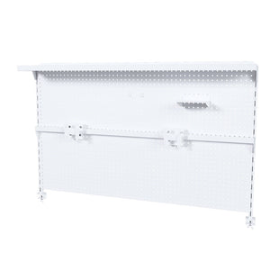 English Elm Metal Pegboard Workstation Organizer Dual Monitor Arms Powder Coated Steel Gaming Desk White W2700P346781