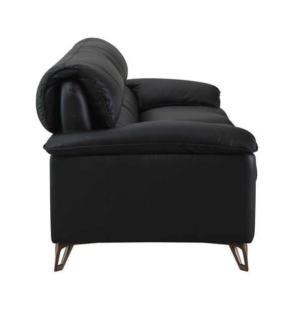 English Elm Eilene Black Top Grain Leather Sofa with Oversized Plush Cushions, Feather-Down Comfort, Durable Legs B2726S00097