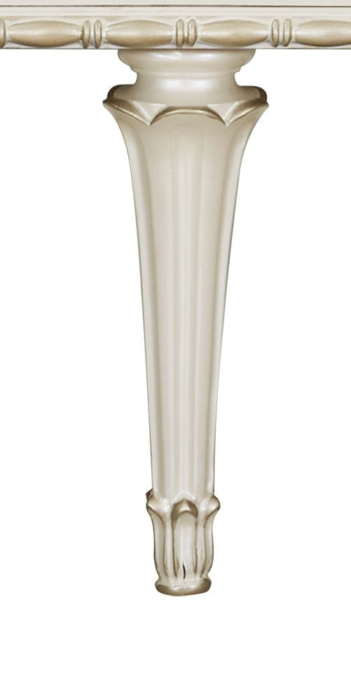 English Elm Ansaldo Pearl White Console Cabinet with Silver Shimmer, French Provincial Glass Doors & Turned Legs B2726P285786