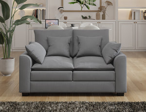 English Elm 55" Loveseat Couch 2-Seater Sofa With Pillows Polyester Upholstery Duck Down Filled Cushion Sofa For Living Room Apartment,Grey