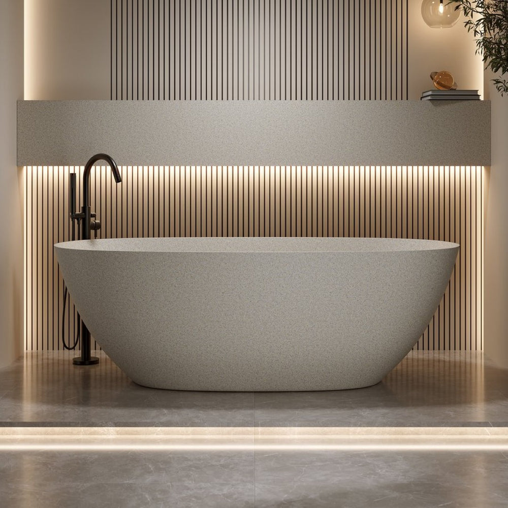 English Elm 57'' Freestanding Stone Resin Soaking Tub Ergonomic Spa Bath with Drain Included W2753P416661