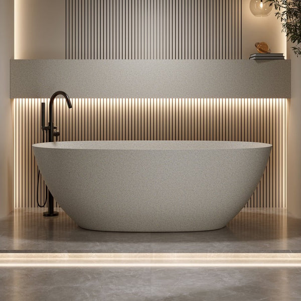 English Elm 57'' Freestanding Stone Resin Soaking Tub Ergonomic Spa Bath with Drain Included W2753P416661