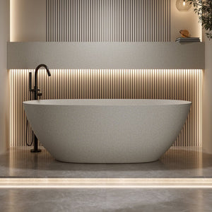 English Elm 65'' Freestanding Stone Resin Soaking Tub with Ergonomic Interior and Polished Finish W2753P425340