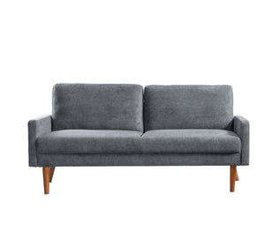 English Elm Velvet Kent 3-Seater Sofa with Plush Upholstery, European Modern-Vintage Design and Durable Build Grey B2735P291967