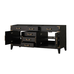 English Elm Black Oak Double Bath Vanity 72" W X 22" D – Elegant Design, Ample Storage, Fully Assembled Luxury B2731P260947