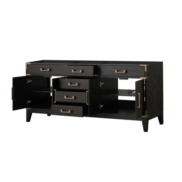 English Elm Black Oak Double Bath Vanity 72" W X 22" D – Elegant Design, Ample Storage, Fully Assembled Luxury B2731P260947