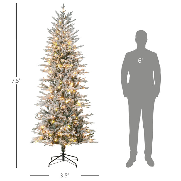 English Elm Homcom 7.5Ft Prelit Snow Flocked Christmas Tree With 350 Warm Lights & Auto Open Design For Easy Setup W2225P249631